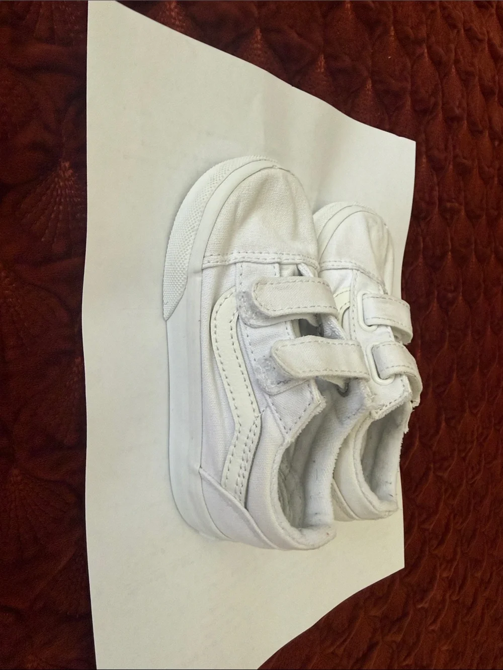 Vans Kids White Velcro Canvas Sneakers